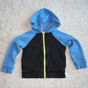 Boys Size 3T Black, Blue, and Neon Yellow Full Zip Jacket with Hood